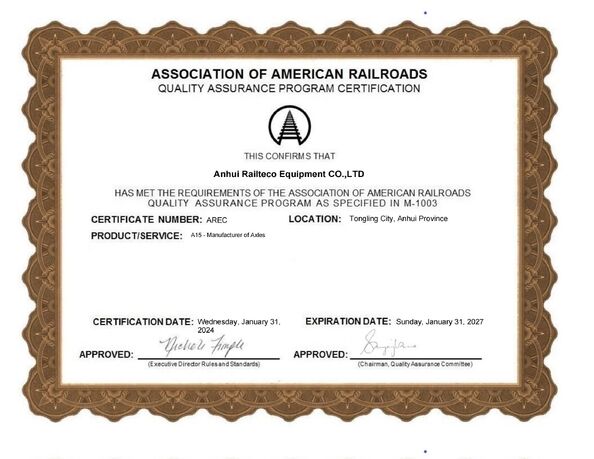 china Jiangsu Railteco Equipment Co., Ltd. certification