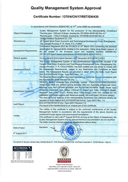 中国 Jiangsu Railteco Equipment Co., Ltd. 認証